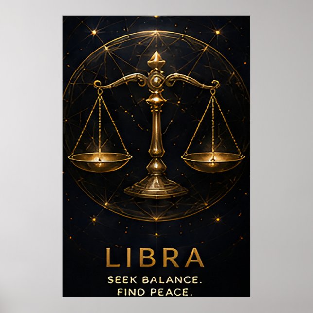 Póster Libra Escalas del Zodiaco Símbolo Celeste Astrolog (Frente)