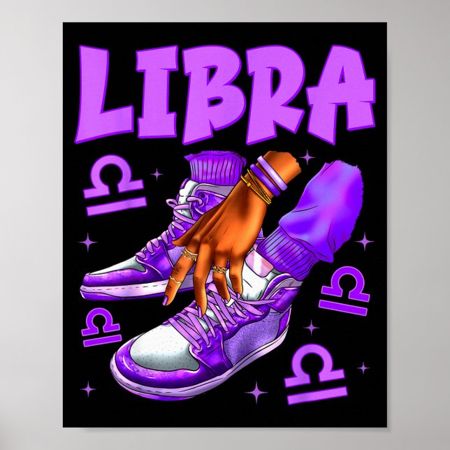 Póster Libra Girl Birthday Black Woman Sneakers Zodiac Si (Frente)