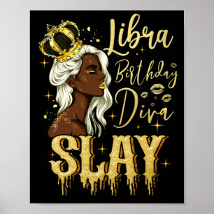 Póster Libra Girl Birthday Diva Slay Zodiac Libra Queen