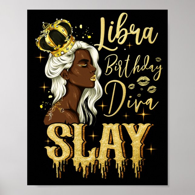 Póster Libra Girl Birthday Diva Slay Zodiac Libra Queen (Frente)