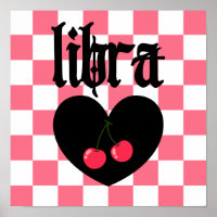 Libra Gothic Aesthetic Checkered Cherry Art
