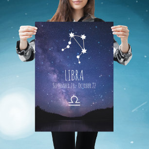 Póster Libra   Poster de constelación de Zodiaco personal