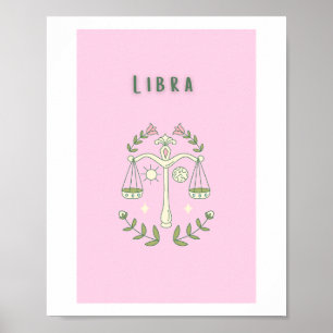Póster Libra Rosa, zodiaco, signo zodiacal
