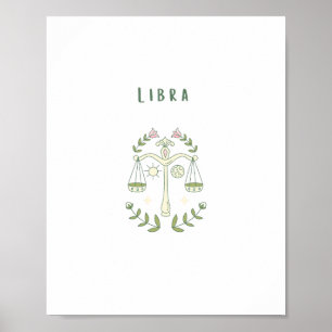 Póster Libra Rosa, zodiaco, signo zodiacal