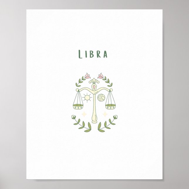 Póster Libra Rosa, zodiaco, signo zodiacal (Frente)