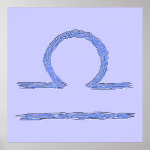 Póster Libra. Rótulo Astrológico Zodiaco. Azul RNK.