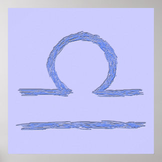 Póster Libra. Rótulo Astrológico Zodiaco. Azul RNK.