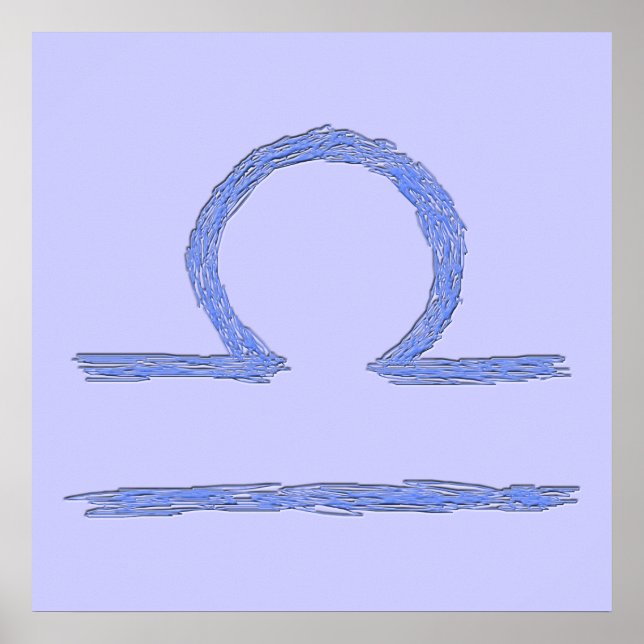 Póster Libra. Rótulo Astrológico Zodiaco. Azul RNK. (Frente)
