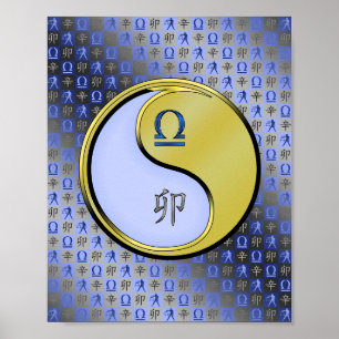 Póster Libra y conejo Metalizado