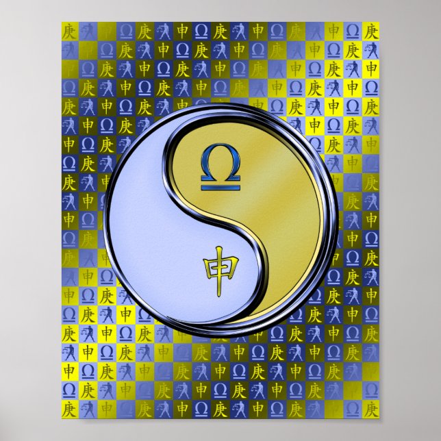 Póster Libra y mono Metalizado (Frente)