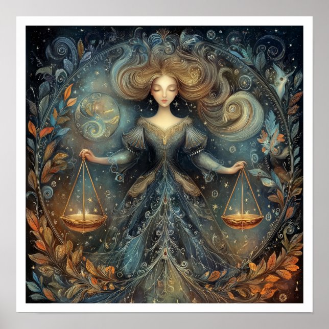 Póster Libra Zodiac Birth Sign Astrology Celestial (Frente)