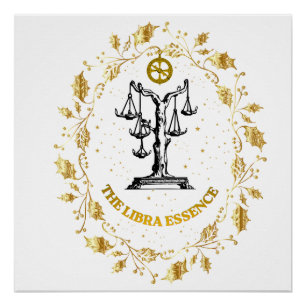 Póster Libra Zodiaco Lujo Estética Estrellas Arte