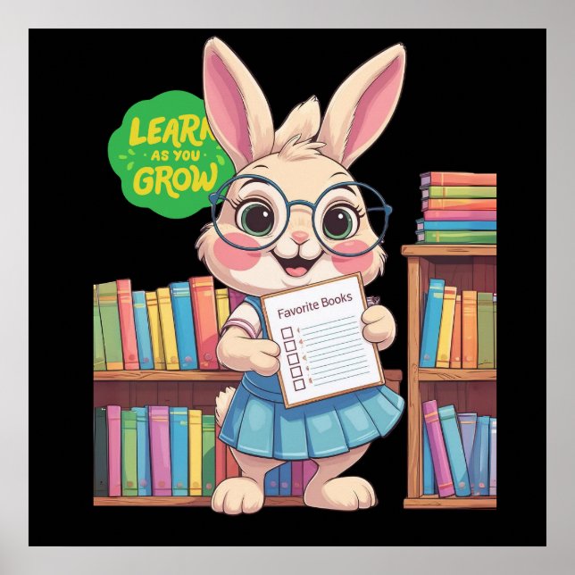 Póster 🐰📚 Librarian-in-Training Star – Rabbit Edition (Frente)