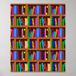 Póster Library Bookshelf Background Pattern for Readers