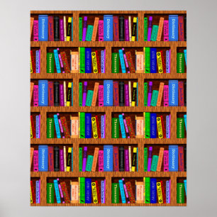 Póster Library Bookshelf Background Pattern for Readers