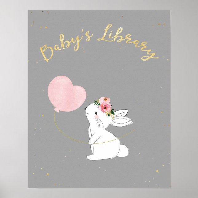Póster Library For Baby, Baby Shower Sign (Frente)