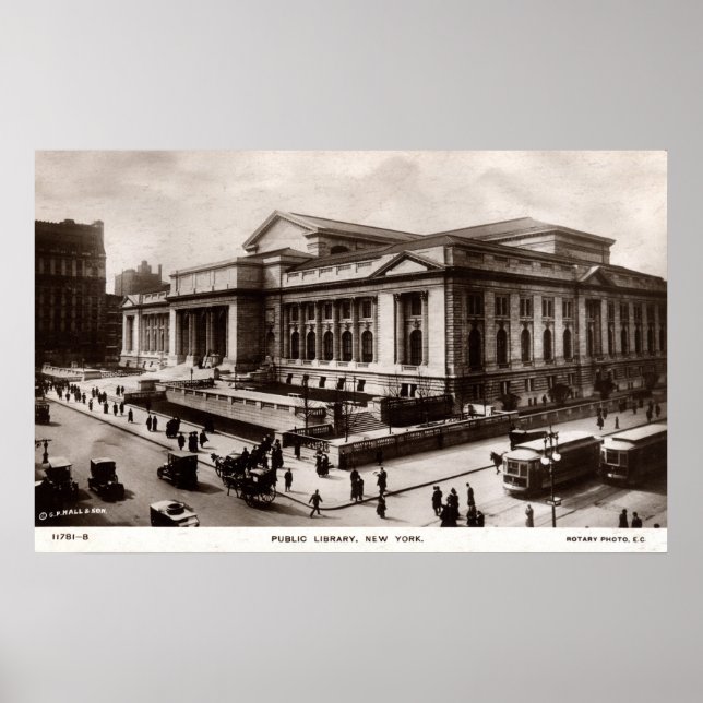 Póster Library, New York City c1910 Vintage (Frente)