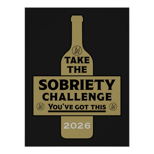 Póster Libre de alcohol y sobrio (Anverso)