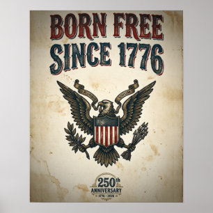 Póster Libre desde 1776 Aniversario 250 EE. UU. Vintage