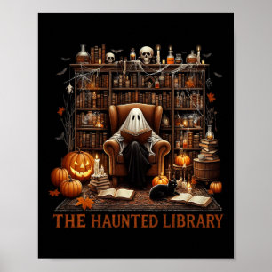 Póster Librería Halloween Vintage Spooky Bookish Hauned