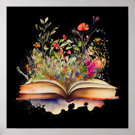 Póster Libro abierto con flores