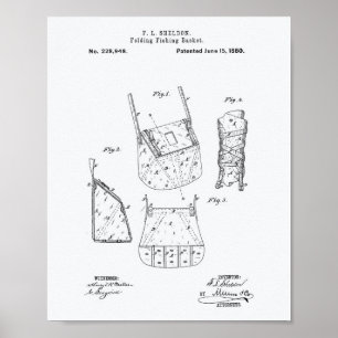 Póster Libro Blanco de la cesta de pesca 1880 Patent Art