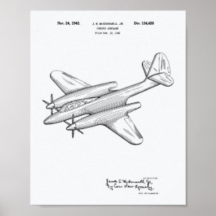 Póster Libro Blanco De Patentes De Pursuit Airplane 1942