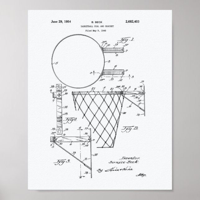 Póster Libro Blanco Patentes de Baloncesto 1954 (Frente)