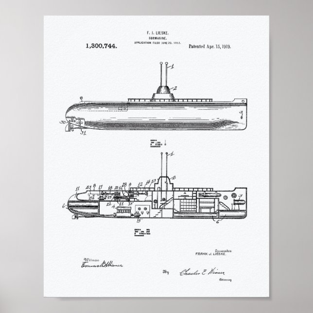 Póster Libro Blanco Patentes del Submarino 1919 (Frente)