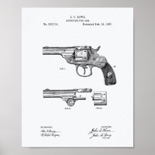 Póster Libro Blanco Revolver 1887 Patent Art