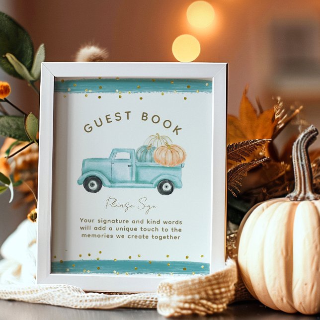Póster Libro de Baby Shower de Blue Pumpkin Truck Modern  (Subido por el creador)
