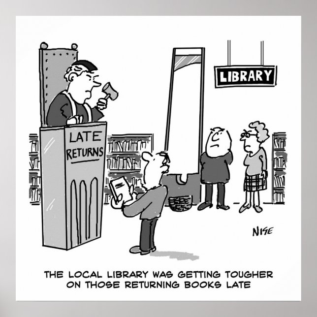 Póster Libro de biblioteca atrasado. Pena severa por devo (Frente)