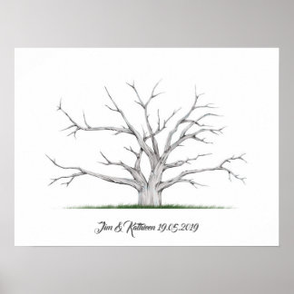 Póster Libro de Boda de árbol de huellas digitales