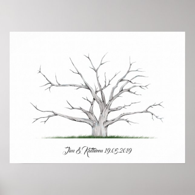 Póster Libro de Boda de árbol de huellas digitales (Frente)