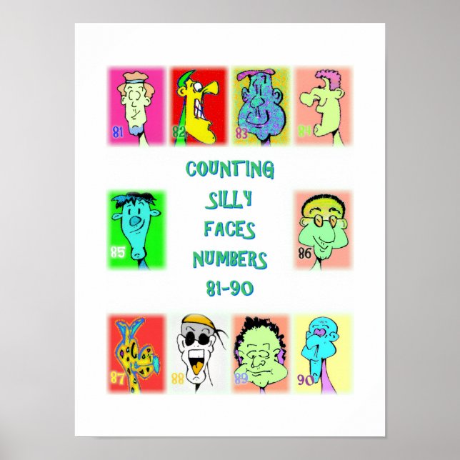Póster Libro de Caras Tontas Contando #9: Números 81-90 P (Frente)