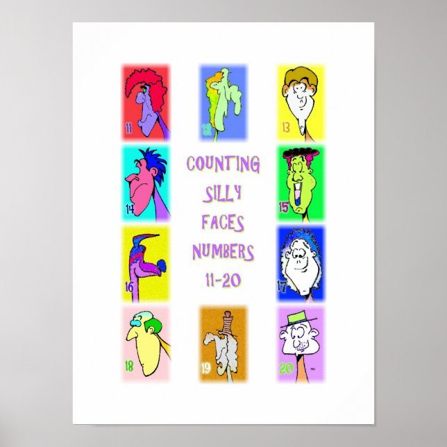 Póster Libro de Caras Tontas para Contar #2: Números 11-2 (Frente)