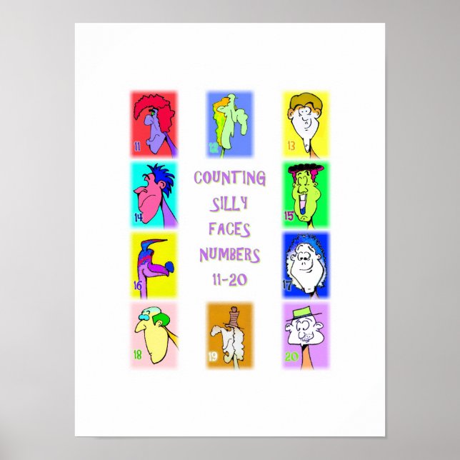 Póster Libro de Caras Tontas para Contar #2: Números 11-2 (Frente)