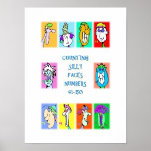 Póster Libro de Caras Tontas para Contar #5: Números 41-5