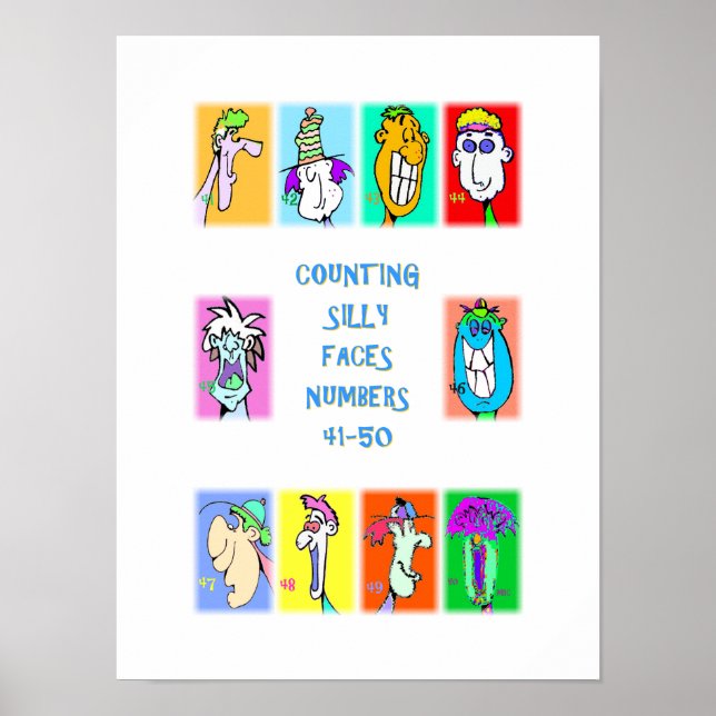 Póster Libro de Caras Tontas para Contar #5: Números 41-5 (Frente)