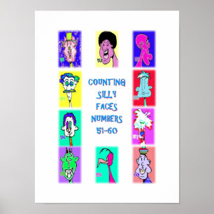 Póster Libro de Caras Tontas para Contar #6: Números 51-6