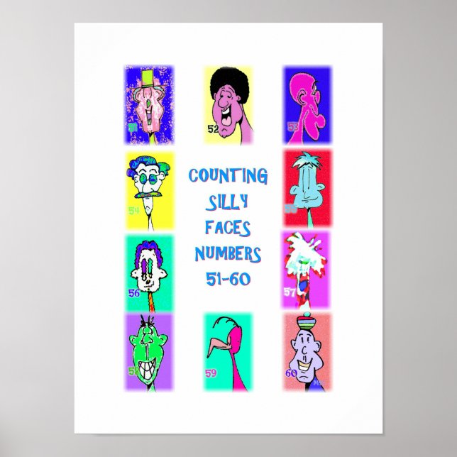 Póster Libro de Caras Tontas para Contar #6: Números 51-6 (Frente)