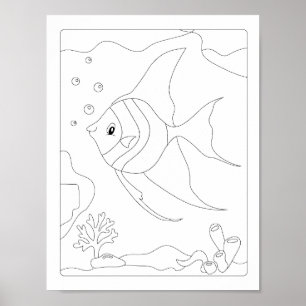 Póster Libro de Colores Cute Little Fish Antistress