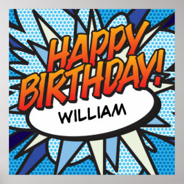 Póster Libro de Cómic Personalizado ¡FELIZ CUMPLEAÑOS!