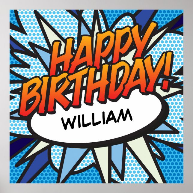 Póster Libro de Cómic Personalizado ¡FELIZ CUMPLEAÑOS! (Frente)