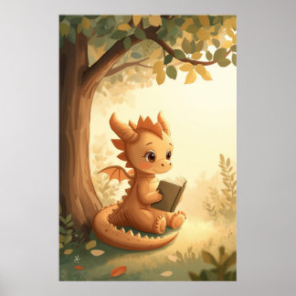 Póster Libro de cuentos de fantasía para niños dragón ley