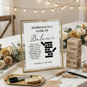 Póster Libro de Firma de Boda Jenga Minimalista Moderno