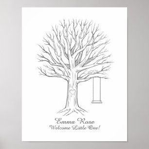 Póster Libro de firmas de árbol de huellas dactilares par