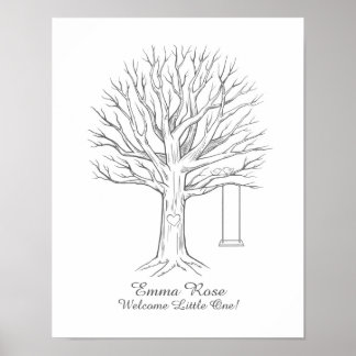 Póster Libro de firmas de árbol de huellas dactilares par