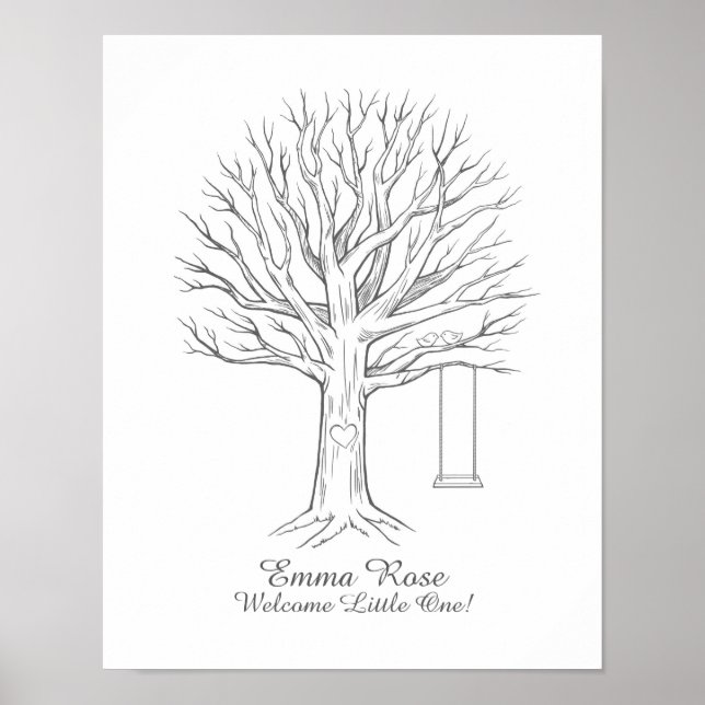 Póster Libro de firmas de árbol de huellas dactilares par (Frente)