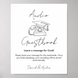 Póster Libro de firmas de audio para graduación, Libro de